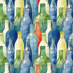 Harmonious Reflections: Stained Glass Bottles in Watercolor (77)