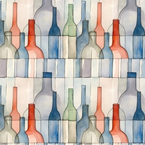 Translucent Visions: Cubist Wine Bottles in Watercolor  (79)