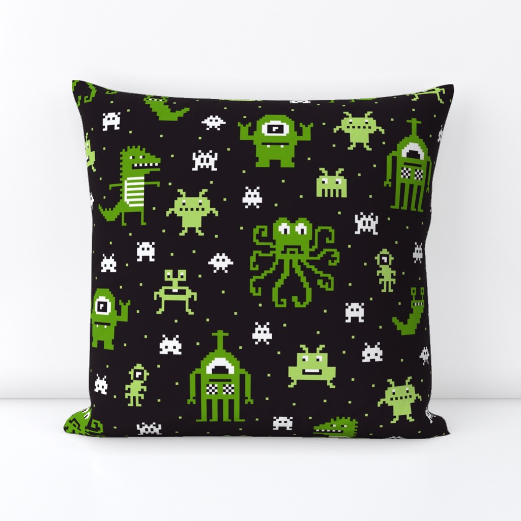 Retro Pixel Monsters green black