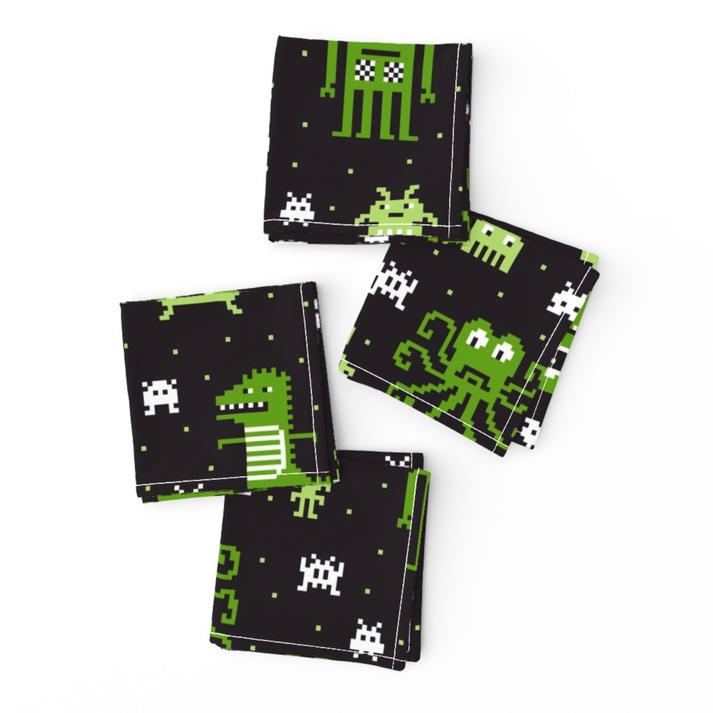 Retro Pixel Monsters green black