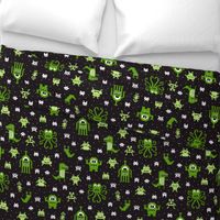 Retro Pixel Monsters green black