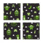 Retro Pixel Monsters green black