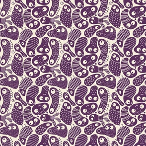 Cute Silly Blob Monsters - dark purple on cream - SHW1053 A - medium scale