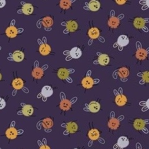 Fuzzy Flying Monsters with Silly Faces // Amethyst Purple