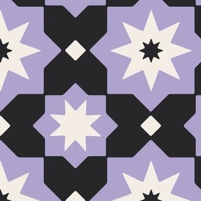 Geo Star Bats (large) in lilac, black and white for Halloween