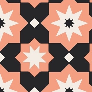 Geo Star Bats (large) in orange, black and white for Halloween