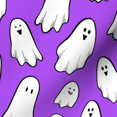 The Ghouls All Came Out to Have Fun - Halloween Ghosts on Purple