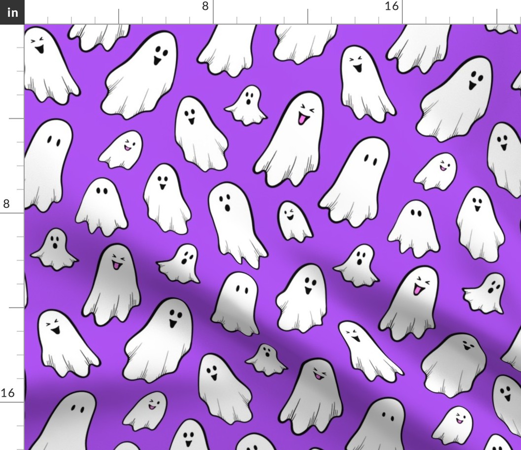 The Ghouls All Came Out to Have Fun - Halloween Ghosts on Purple
