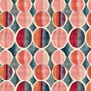 Mid-Century Dots: Watercolor Pattern with Geometric Modernism (143)