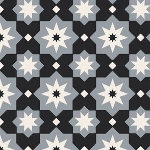 Geo Star Bats (medium) in grey, black and white for Halloween