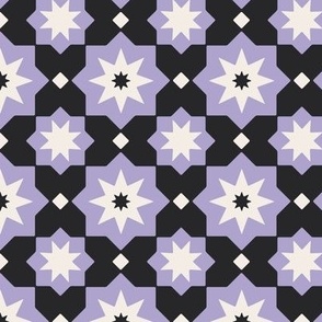 Geo Star Bats (medium) in lilac, black and white for Halloween