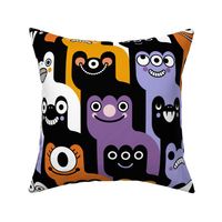 HauntedTooth- Monster Mash Houndstooth- Cute Halloween Monsters- Novelty Checkered Aliens- Intergalactic Creatures- Kids- Children- Black and White- Extra Large