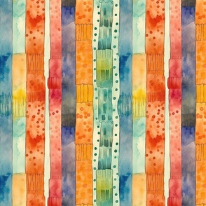 Whimsical Totems: Colorful Watercolor Pattern Painting (147)