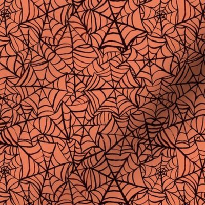 Spiderwebs - Small Scale - Black and Orange Halloween Goth Spider Web Gothic Cobweb