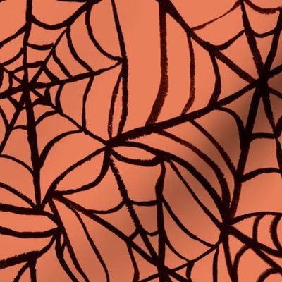 Spiderwebs - Large  Scale - Black and Orange Halloween Goth Spider Web Gothic Cobweb