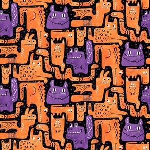 Monster Mash Halloween orange purple