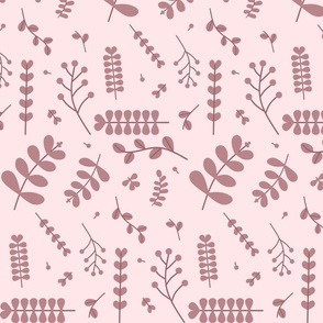 Light Blush Pink Fall Scandinavian leaves repeat pattern