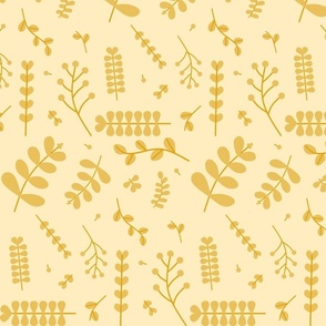 Light Marigold Yellow Fall Scandinavian leaves repeat pattern