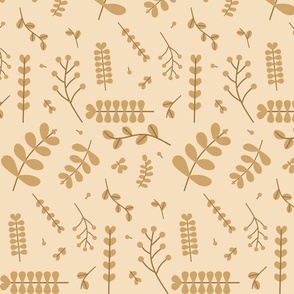 Light Wheat Fall Scandinavian leaves repeat pattern