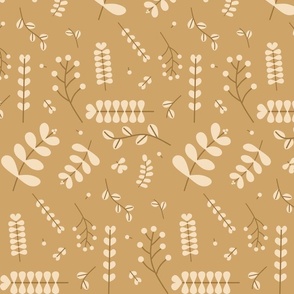 Medium Wheat Fall Scandinavian leaves repeat pattern