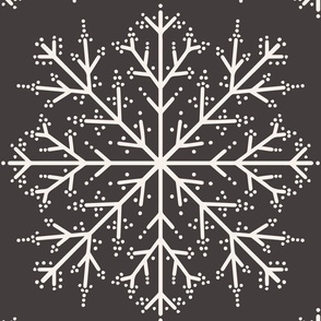 Vintage Snowflake Line Art | Large Scale | Dark brown, creamy white | multidirectional winter