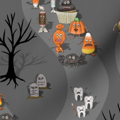 Halloween Candy Monsters - Dental Cartoon
