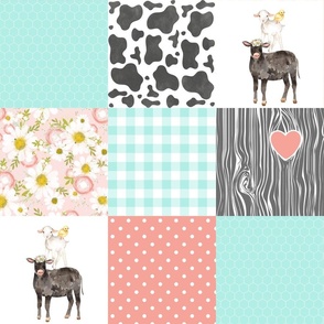 Farm//Love you till the cows come home//Mint&Cora//Black Cow - Wholecloth Cheater Quilt