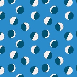 Abstract Moon Phases in Electric Blue