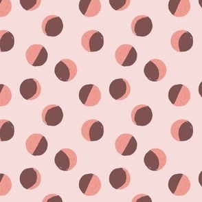 Abstract Moon Phases in Blush Pink and Cocoa Brown