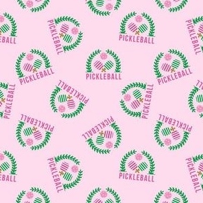 TINY Pickleball Wreath preppy pink sports fabric  4in