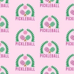 MINI Pickleball Wreath preppy white sports fabric  pink 4in