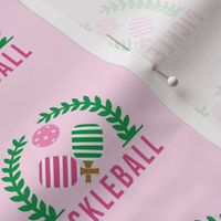 SMALL Pickleball Wreath preppy white sports fabric  pink 6in
