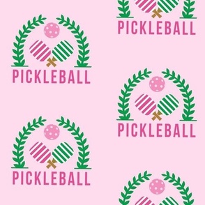 LARGE Pickleball Wreath preppy white sports fabric  pink 10in