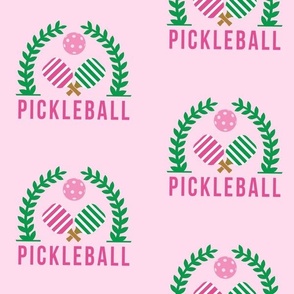 XLARGE Pickleball Wreath preppy white sports fabric  pink 12in