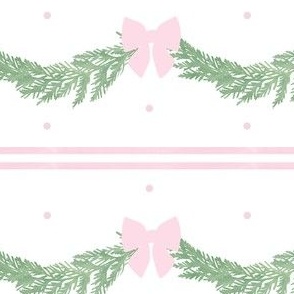 Holiday Christmas Garland Greenery Bows Polka Dots and Stripes