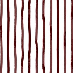 Thick watercolor Maroon vertical stripes on white Small scale 4 x 4
