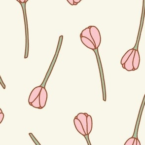 Large Pink Tulips on White for Spring and Easter Home Decor and Girls Clothes