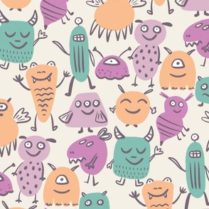 Little Pastel Monsters in Halloween Colours