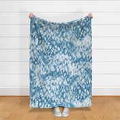 (L) Shibori dyed with the blues of the sea, Peacock