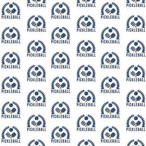 Pickleball Preppy Wreath fabric - navy and white fabric 2in