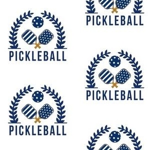 SMALL Pickleball Preppy Wreath fabric - navy and white fabric 6in