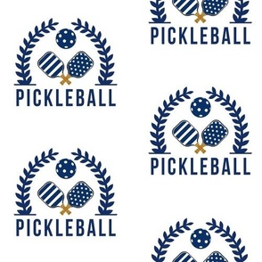LARGE Pickleball Preppy Wreath fabric - navy and white fabric 10in