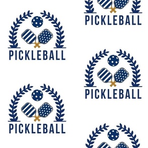 XLARGE Pickleball Preppy Wreath fabric - navy and white fabric 12in