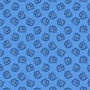MICRO Pickleball Wreath fabric - blue and navy blue pickleball preppy fabric 2in