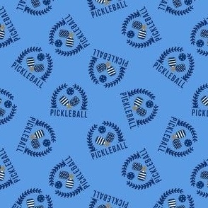 MINI Pickleball Wreath fabric - blue and navy blue pickleball preppy fabric 4in