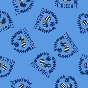 JUMBO Pickleball Wreath fabric - blue and navy blue pickleball preppy fabric