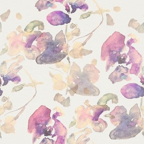 Retro Cream and Purple Orchid / Vintage Design