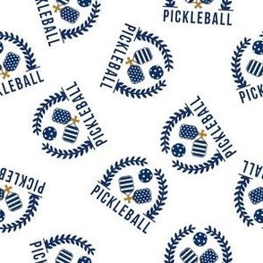 SMALL Pickleball Wreath fabric - preppy navy and white fabric 6in