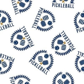 MEDIUM Pickleball Wreath fabric - preppy navy and white fabric 8in