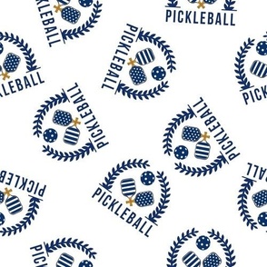 LARGE Pickleball Wreath fabric - preppy navy and white fabric 10in